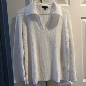 J. Crew Women's White Knit V-Neck Sweater